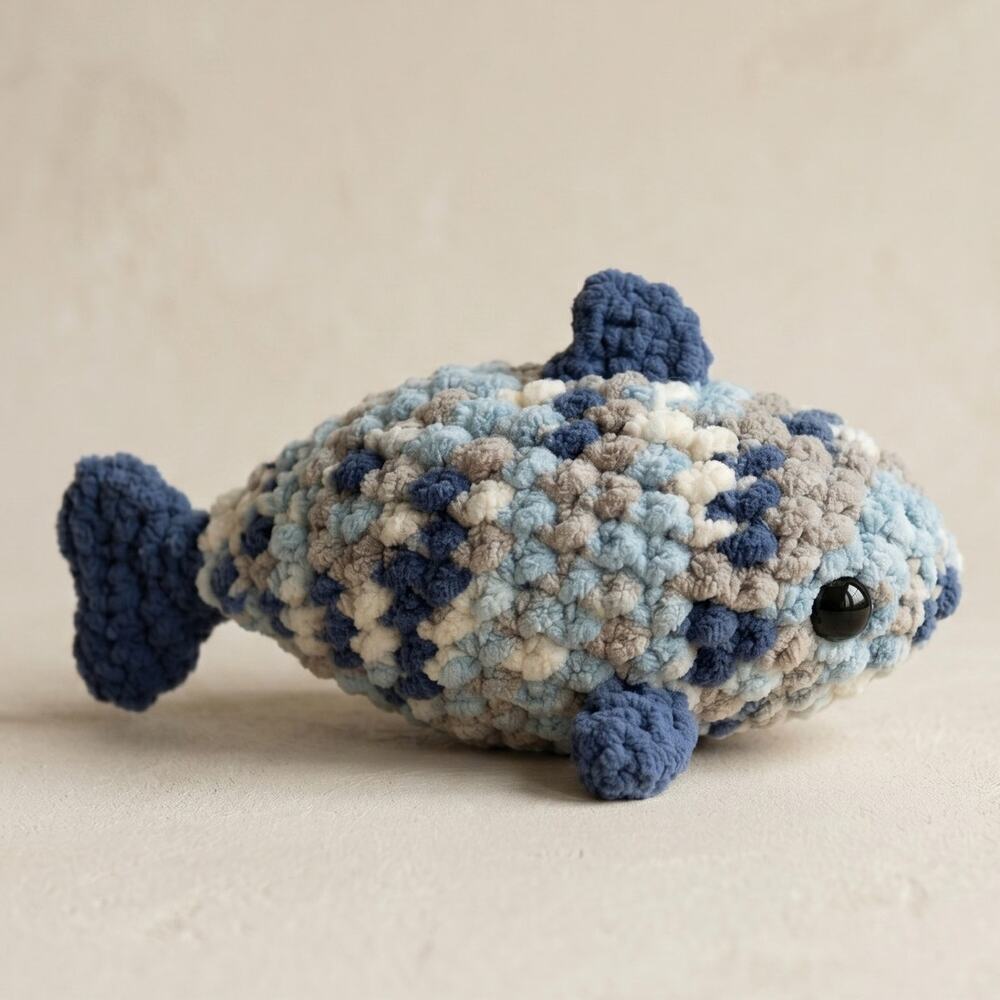 Handmade Crochet Fish Plushie Blue